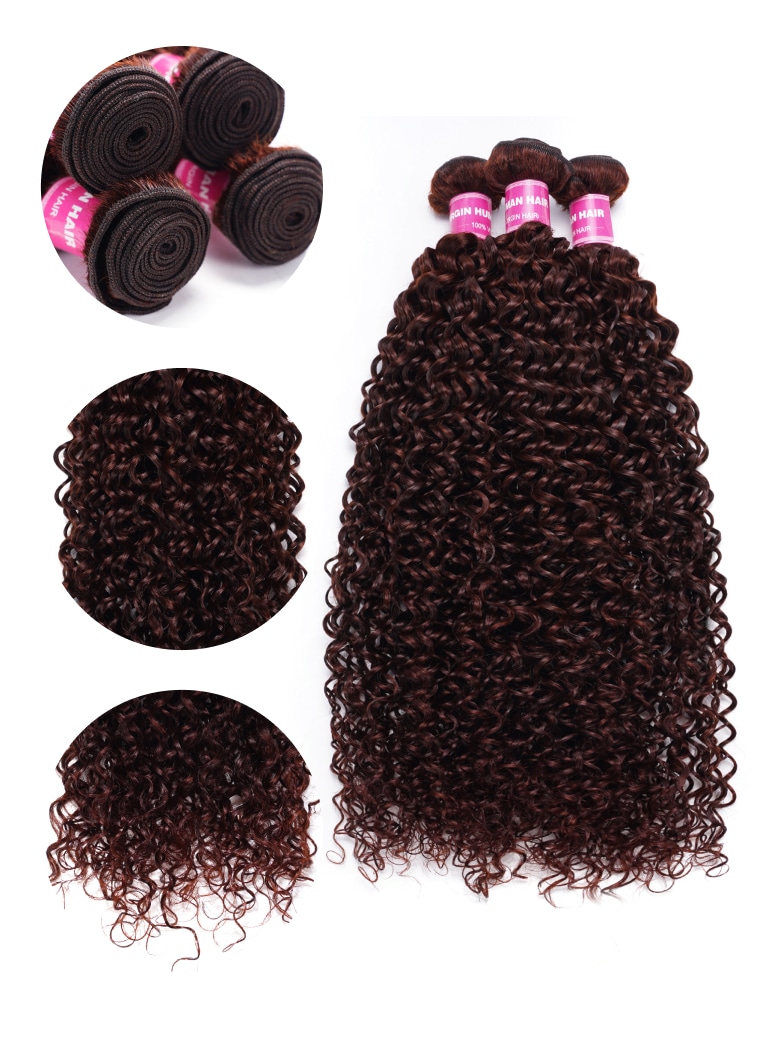 
        Nadula Hair Reddish Bwron Human Hair 3 Bundles Curly Hair Extension    