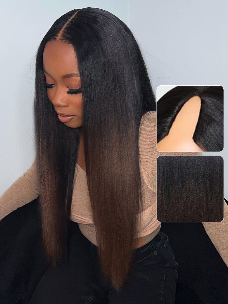 
    Nadula V Part Yaki Straight Chestnut Brown Ombre Color Beginner Friendly