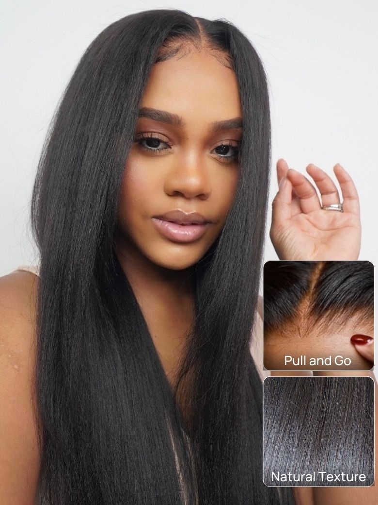 
    BOGO Free | Nadula 16 Inch V Part Yaki Straight Chestnut Brown Ombre Color Lightweight Glueless Wig