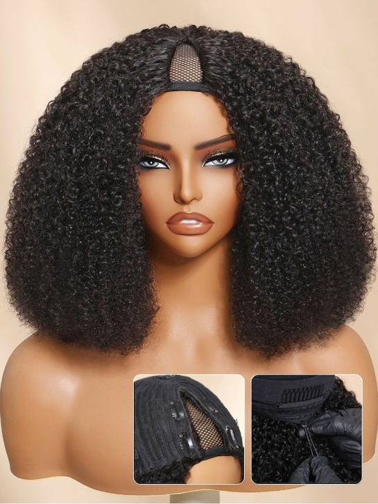 Nadula EasiContour ™ Glueless Kinky Curly V Part Layered Coily Wigs No Leave Out Beginner Friendly